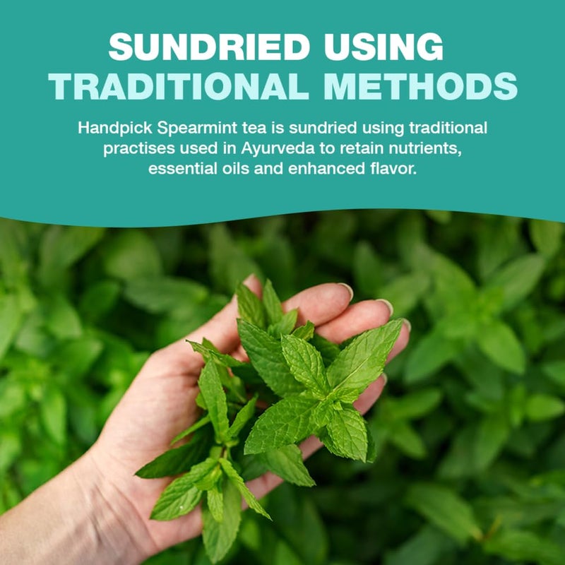 HANDPICK, Spearmint Tea Bags for PCOS relief (100 Herbal Tea Bags) |Refreshing Mint Tea | Non-GMO | Round Eco-Conscious Teabags - Image 4